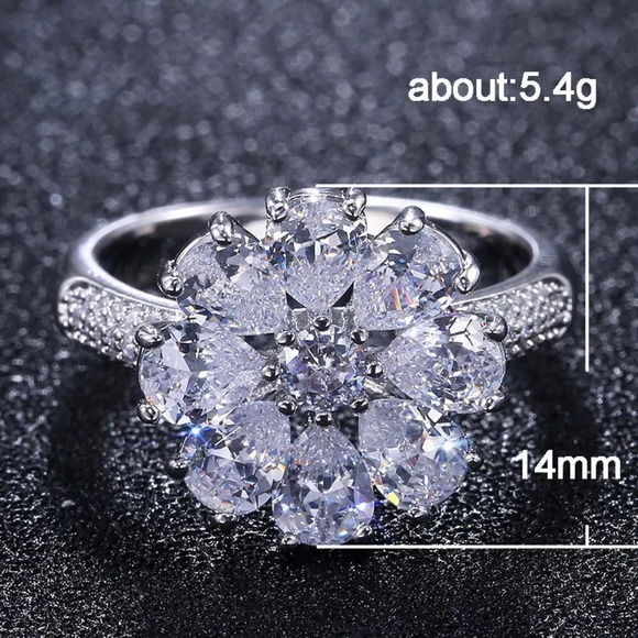 🍂   925 Silver Plated Beautiful White Flower CZ Wedding Ring, FB16FA1132 - Picture 10 of 10